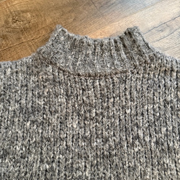Knit Mix Womens XL Gray Chunky Knit Mock Neck Sweater Turtleneck Oversized Fall - Picture 2 of 10